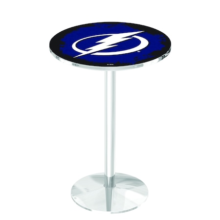 Holland Bar Stool Co 36" Chrome Tampa Bay Lightning Pub Table L214C3628TBLght
